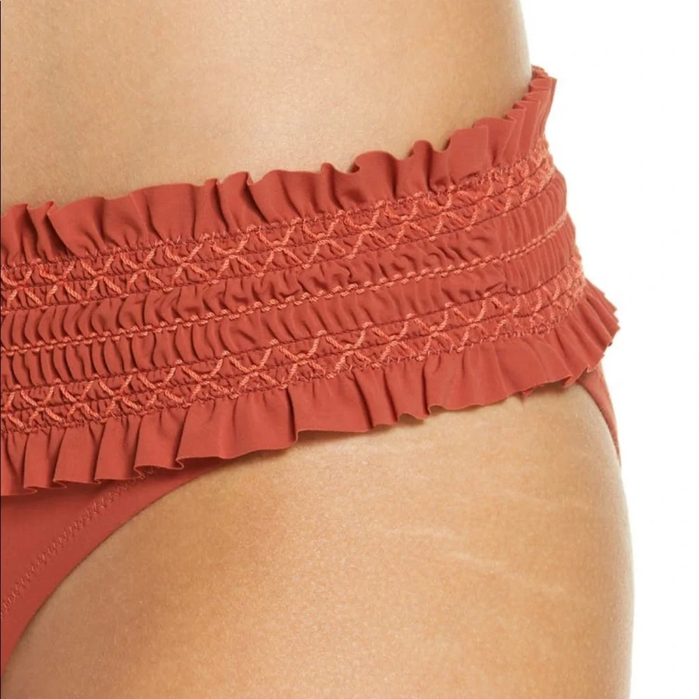 Tory Burch Costa Smocked Hipster Bikini Bottoms